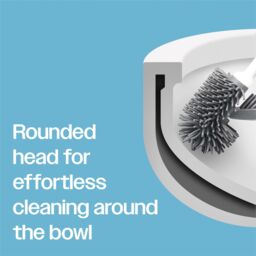 mysmartbuy White & Grey Silicone Toilet Brush & Holder - Long Handled Flexible Bristle Loo Cleaner Tool with Rounded & Angled Head - thumbnail 5