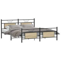 Berkfield Home Metal Bed Frame without Mattress Sonoma Oak 160x200 cm in Brown - thumbnail 1