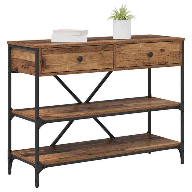 Berkfield Home Beautiful Console Table Old Wood 100x34.5x75 cm Engineered Wood in Brown - image 1