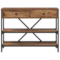 Berkfield Home Beautiful Console Table Old Wood 100x34.5x75 cm Engineered Wood in Brown - thumbnail 6