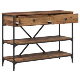 Berkfield Home Beautiful Console Table Old Wood 100x34.5x75 cm Engineered Wood in Brown - thumbnail 5