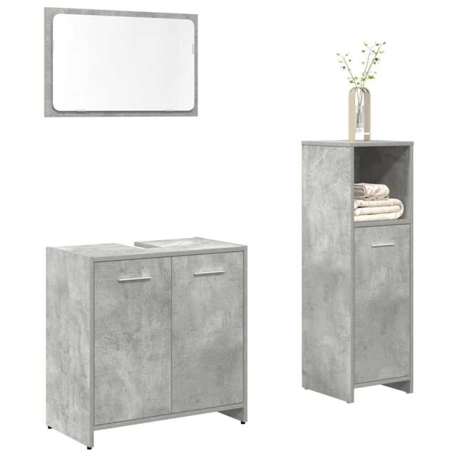 Berkfield Home 3 Piece Bathroom Furniture Set Concrete Grey Engineered Wood - image 1