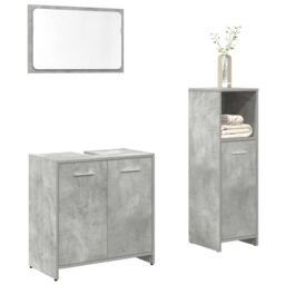 Berkfield Home 3 Piece Bathroom Furniture Set Concrete Grey Engineered Wood