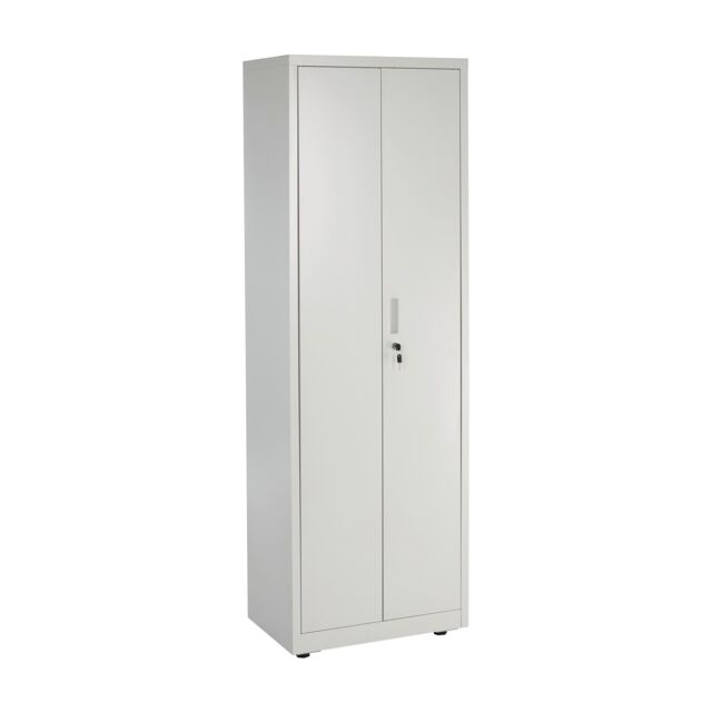 Moderna Metal Storage Cabinet - 4 Shelf Slim Office Storage Cupboard 180cm in Grey - image 1