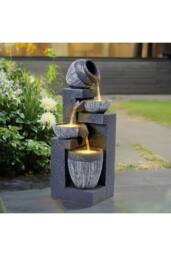 Garden Sanctuary Outdoor LED Water Fountain Rockery Decor with Pump Solar Power in Natural - thumbnail 1