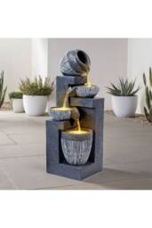 Garden Sanctuary Outdoor LED Water Fountain Rockery Decor with Pump Solar Power in Natural - thumbnail 2
