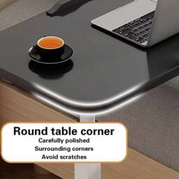 EONLION Black Overbed Aid Chair Height Adjustable Mobile Over Bed Table - Size: 100 cm - thumbnail 2