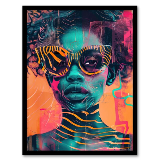 Artery8 Indie Culture Vibrant Conceptual Art Portrait Framed Art Print in Orange - Size: A4 - image 1