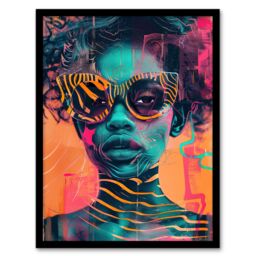 Artery8 Indie Culture Vibrant Conceptual Art Portrait Framed Art Print in Orange - Size: A4 - thumbnail 1