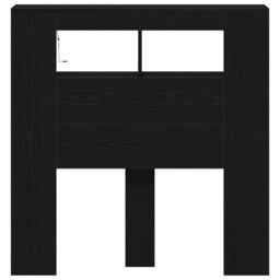 Berkfield Home Storage Headboard with LED Lights Black Oak 100x18, 5x103, 5 cm - thumbnail 6