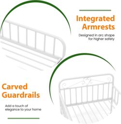 Gymax Extendable Daybed Frame Single Metal Bed With Trundle & Slats Support in White - thumbnail 5