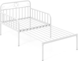 Gymax Extendable Daybed Frame Single Metal Bed With Trundle & Slats Support in White - thumbnail 3