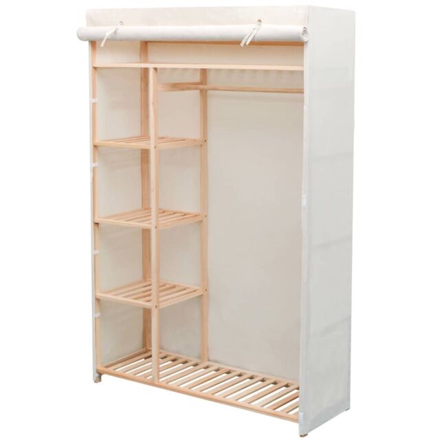 Berkfield Home Wardrobe Fabric & Pinewood 110x40x170 cm in White - Size: 110 x 40 x 170 cm - image 1