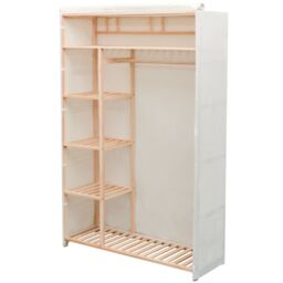 Berkfield Home Wardrobe Fabric & Pinewood 110x40x170 cm in White - Size: 110 x 40 x 170 cm - thumbnail 3