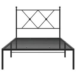 Berkfield Home Metal Bed Frame without Mattress with Headboard Black 90x190cm - Size: 90x190 cm - thumbnail 4