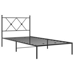 Berkfield Home Metal Bed Frame without Mattress with Headboard Black 90x190cm - Size: 90x190 cm - thumbnail 3