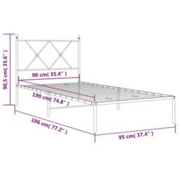 Berkfield Home Metal Bed Frame without Mattress with Headboard Black 90x190cm - Size: 90x190 cm - thumbnail 8