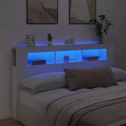 Berkfield Home LED Headboard White 180x18.5x103.5 cm Engineered Wood - thumbnail 2