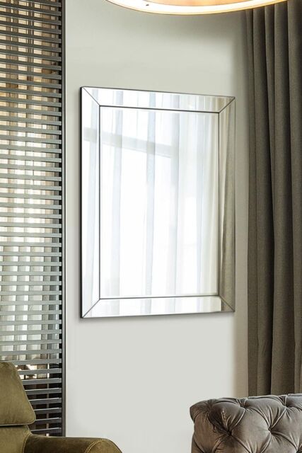 MirrorOutlet Horsley All Glass Modern Wall Mirror 110 x 77 CM in Silver - Size: 1 Pack - image 1