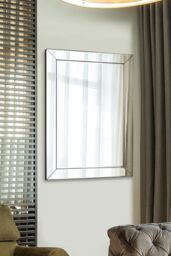 MirrorOutlet Horsley All Glass Modern Wall Mirror 110 x 77 CM in Silver - Size: 1 Pack - thumbnail 2