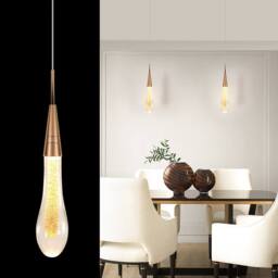 Pheashine Elegant Pendant Light Glass Chandelier Gold Warm Light 37x6x6CM - Size: 37 x 6 x 6 cm - thumbnail 2