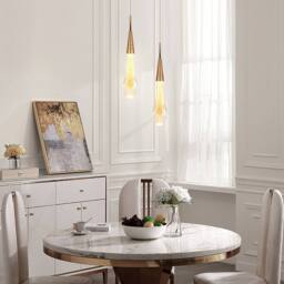 Pheashine Elegant Pendant Light Glass Chandelier Gold Warm Light 37x6x6CM - Size: 37 x 6 x 6 cm - thumbnail 7