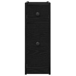 Berkfield Home Narrow Bathroom Cupboard with Wheels Black Oak Engineered Wood - thumbnail 6