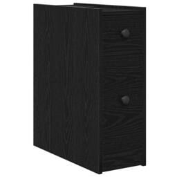 Berkfield Home Narrow Bathroom Cupboard with Wheels Black Oak Engineered Wood - thumbnail 3