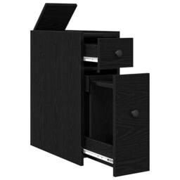 Berkfield Home Narrow Bathroom Cupboard with Wheels Black Oak Engineered Wood - thumbnail 5