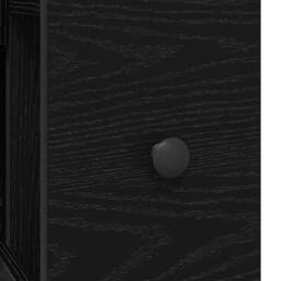 Berkfield Home Narrow Bathroom Cupboard with Wheels Black Oak Engineered Wood - thumbnail 9