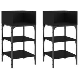 Berkfield Home Bedside Tables 2 pcs Black 35x34.5x70 cm Engineered Wood - thumbnail 1