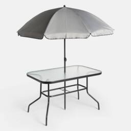 OHS 8 Piece Patio Set Garden Furniture Outdoor Table Chairs Parasol in Grey - thumbnail 5