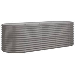 Berkfield Home Garden Raised Bed Powder-coated Steel 224x80x68 cm Grey - Size: 224 x 80 x 68 cm - thumbnail 3