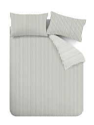 Catherine Lansfield 'Brushed Cotton Stripe' Duvet Cover Set in Green - Size: Single - thumbnail 5