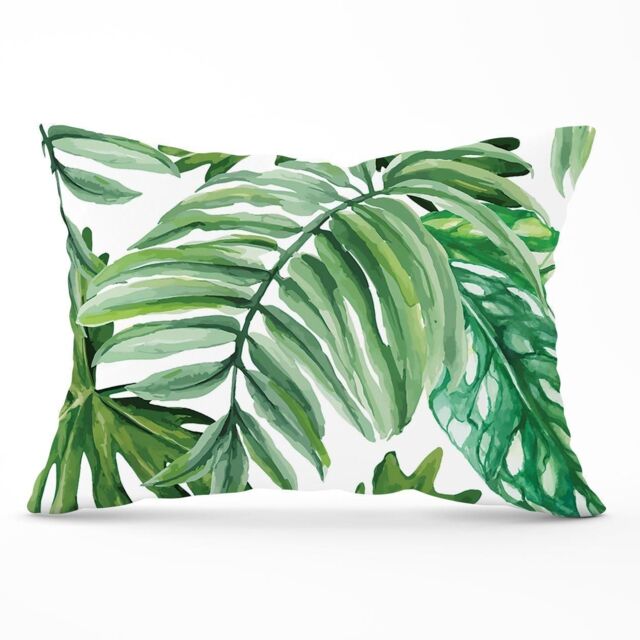 Warren Reed - Designer Exotic Rainforest Leaves Cushions in Green - Size: 60 cm x 60 cm - image 1