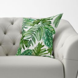 Warren Reed - Designer Exotic Rainforest Leaves Cushions in Green - Size: 60 cm x 60 cm - thumbnail 2