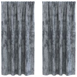 Berkfield Home Velvet Curtains 2 pcs with Eyelets Silver Grey 175x140 cm - thumbnail 2