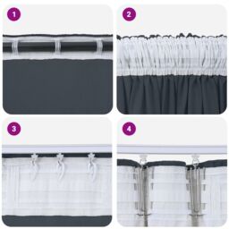 Berkfield Home Velvet Curtains 2 pcs with Eyelets Silver Grey 175x140 cm - thumbnail 4