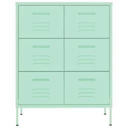 Berkfield Home Drawer Cabinet Mint 80x35x101.5 cm Steel in Green - thumbnail 3