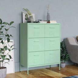 Berkfield Home Drawer Cabinet Mint 80x35x101.5 cm Steel in Green