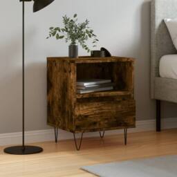 Berkfield Home Modern Bedside Cabinet Smoked Oak 40x35x50 cm Engineered Wood in Brown - Size: 40 x 35 x 50 cm - thumbnail 2