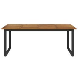 Berkfield Home Garden Table with U-shaped Legs 200x90x75 cm Solid Wood Acacia in Brown - Size: 200 x 90 x 75 cm - thumbnail 3