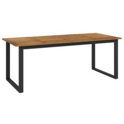 Berkfield Home Garden Table with U-shaped Legs 200x90x75 cm Solid Wood Acacia in Brown - Size: 200 x 90 x 75 cm - thumbnail 2