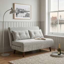 Home Garden Direct Aurora Small Double Sofa Bed in Premium Fabric 2 Seater in Light Grey