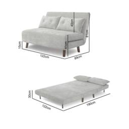 Home Garden Direct Aurora Small Double Sofa Bed in Premium Fabric 2 Seater in Light Grey - thumbnail 8