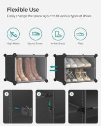 SONGMICS 8-Slot Interlocking Shoe Storage Cabinet Modular Steel Frame Doors in Black - thumbnail 6