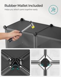 SONGMICS 8-Slot Interlocking Shoe Storage Cabinet Modular Steel Frame Doors in Black - thumbnail 5