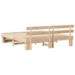 Berkfield Home with Headboard Brown 200 x 200 cm Solid pine wood in Natural - thumbnail 7