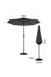 Garden Sanctuary 3m Patio Outdoor Crank Parasol Solar 24 LED Lights with Decorative Base in Dark Grey - thumbnail 6