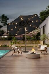 Garden Sanctuary 3m Patio Outdoor Crank Parasol Solar 24 LED Lights with Decorative Base in Dark Grey - thumbnail 2